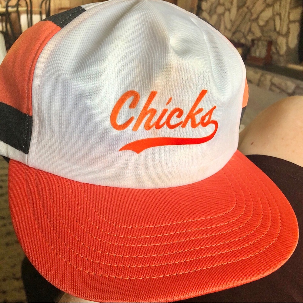 Vintage Memphis Chicks orange black white SnapBack truckers cap